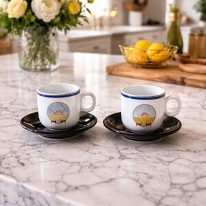 Mikimoto International 90s Mine Crane‎ Espresso Cup and Saucer Set
